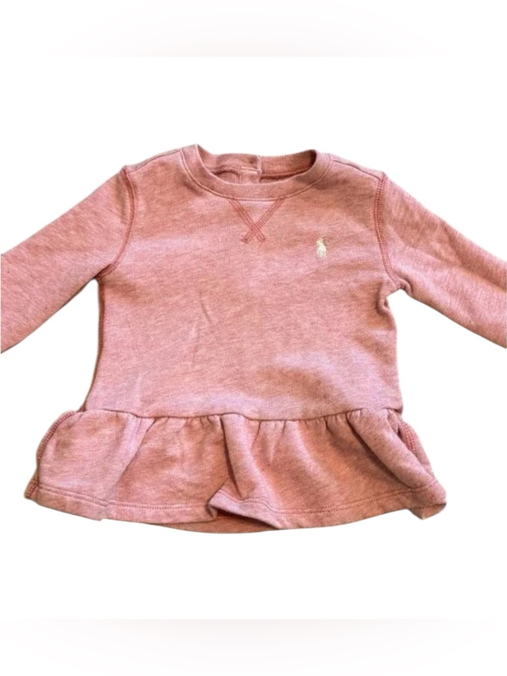 Ralph Lauren Baby Girl Long Sleeve Dress – Pink – 12 Months – Polo Logo